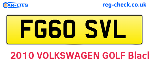 FG60SVL are the vehicle registration plates.