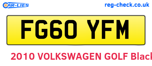 FG60YFM are the vehicle registration plates.