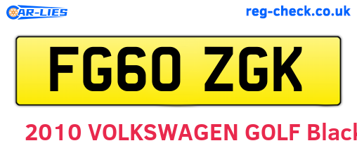 FG60ZGK are the vehicle registration plates.