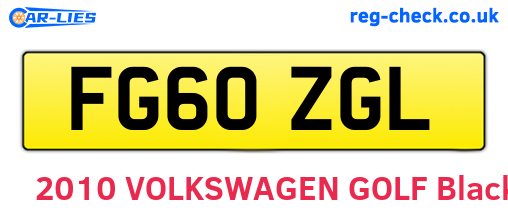 FG60ZGL are the vehicle registration plates.