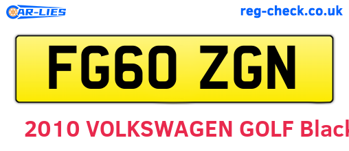 FG60ZGN are the vehicle registration plates.