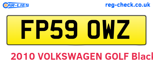 FP59OWZ are the vehicle registration plates.