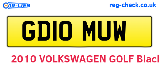 GD10MUW are the vehicle registration plates.