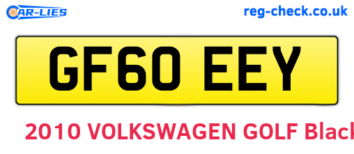 GF60EEY are the vehicle registration plates.