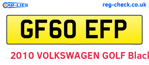 GF60EFP are the vehicle registration plates.