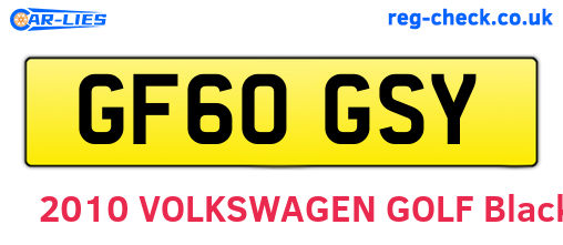 GF60GSY are the vehicle registration plates.