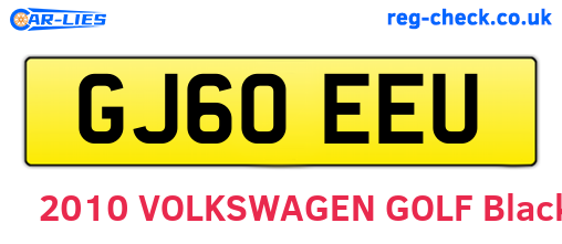 GJ60EEU are the vehicle registration plates.