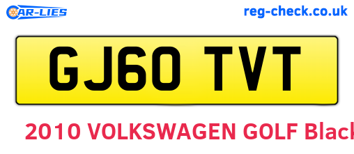 GJ60TVT are the vehicle registration plates.
