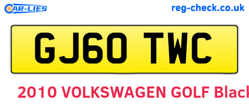 GJ60TWC are the vehicle registration plates.