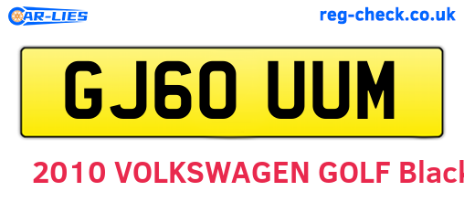 GJ60UUM are the vehicle registration plates.