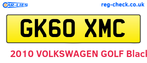 GK60XMC are the vehicle registration plates.
