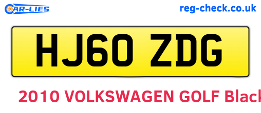 HJ60ZDG are the vehicle registration plates.