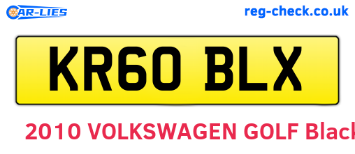 KR60BLX are the vehicle registration plates.