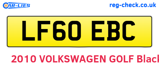 LF60EBC are the vehicle registration plates.