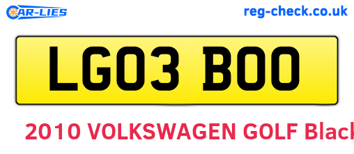 LG03BOO are the vehicle registration plates.