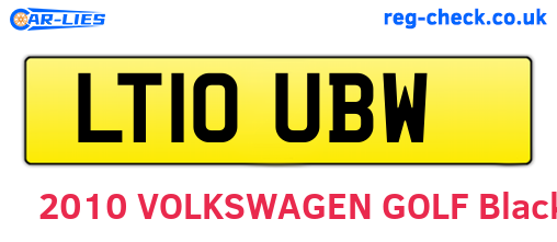 LT10UBW are the vehicle registration plates.