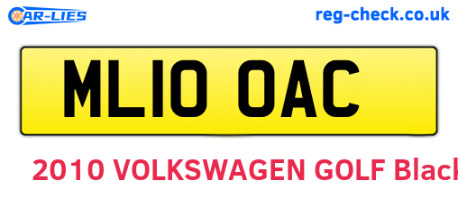 ML10OAC are the vehicle registration plates.