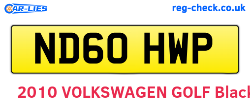 ND60HWP are the vehicle registration plates.