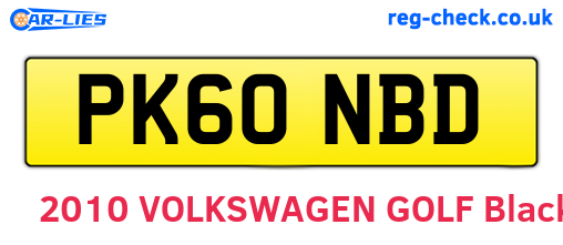 PK60NBD are the vehicle registration plates.