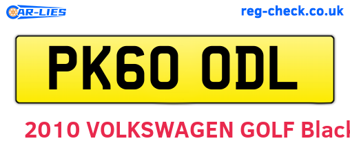 PK60ODL are the vehicle registration plates.
