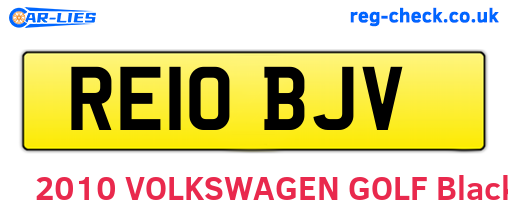 RE10BJV are the vehicle registration plates.