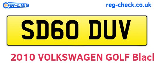 SD60DUV are the vehicle registration plates.
