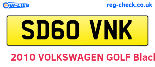 SD60VNK are the vehicle registration plates.