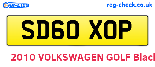 SD60XOP are the vehicle registration plates.