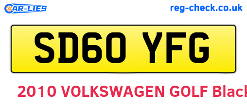 SD60YFG are the vehicle registration plates.