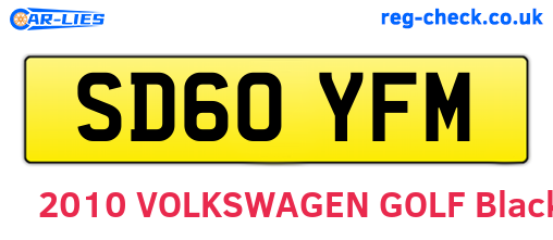 SD60YFM are the vehicle registration plates.