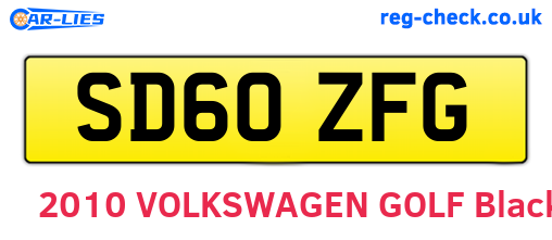 SD60ZFG are the vehicle registration plates.