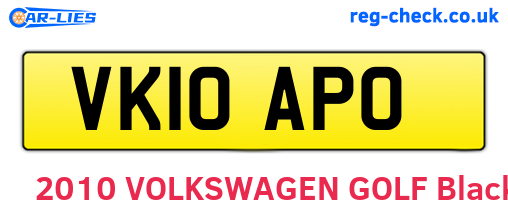 VK10APO are the vehicle registration plates.