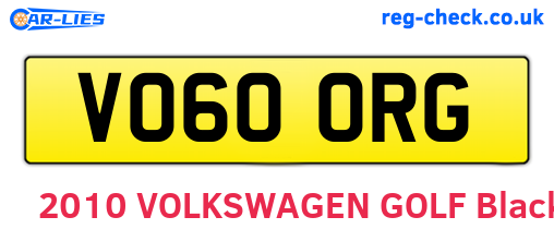VO60ORG are the vehicle registration plates.