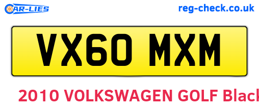 VX60MXM are the vehicle registration plates.