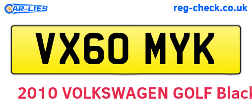 VX60MYK are the vehicle registration plates.