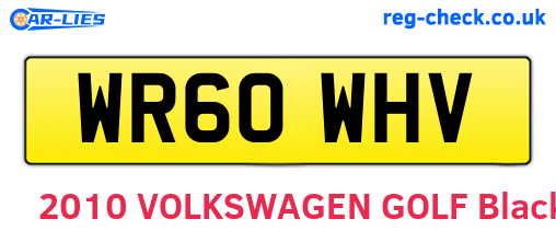 WR60WHV are the vehicle registration plates.