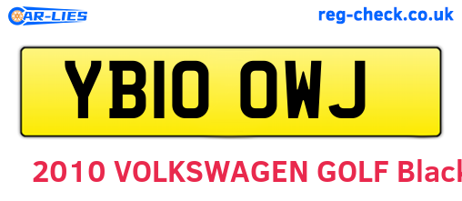 YB10OWJ are the vehicle registration plates.