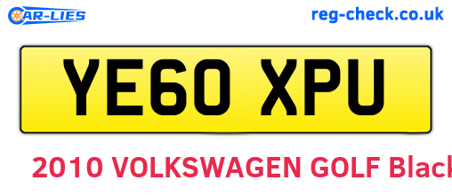 YE60XPU are the vehicle registration plates.