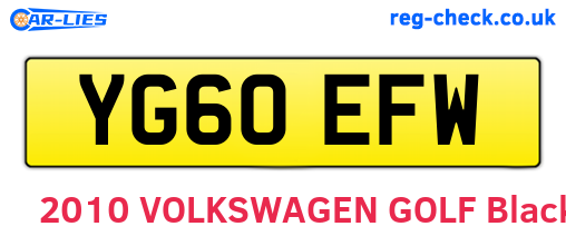 YG60EFW are the vehicle registration plates.