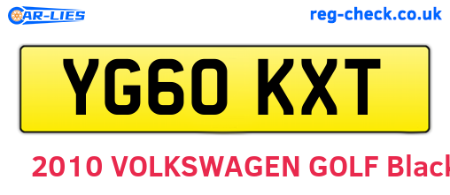 YG60KXT are the vehicle registration plates.