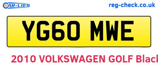 YG60MWE are the vehicle registration plates.