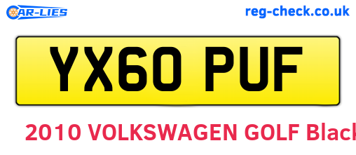 YX60PUF are the vehicle registration plates.