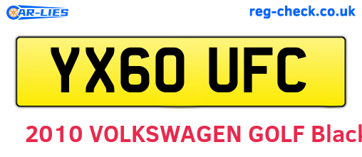 YX60UFC are the vehicle registration plates.
