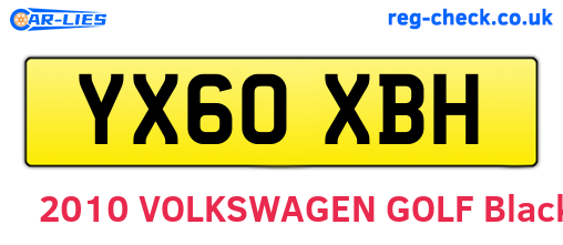 YX60XBH are the vehicle registration plates.