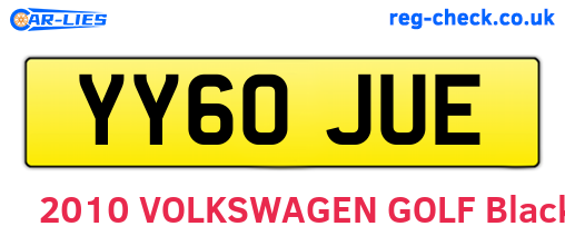 YY60JUE are the vehicle registration plates.