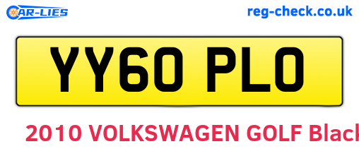 YY60PLO are the vehicle registration plates.