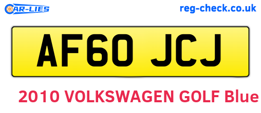 AF60JCJ are the vehicle registration plates.