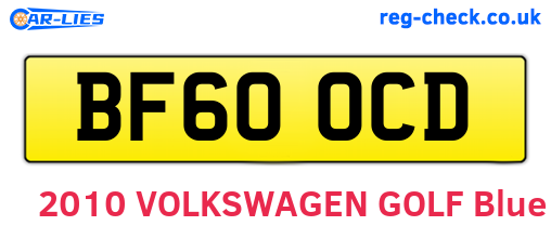 BF60OCD are the vehicle registration plates.