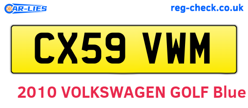 CX59VWM are the vehicle registration plates.