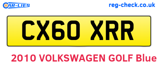 CX60XRR are the vehicle registration plates.